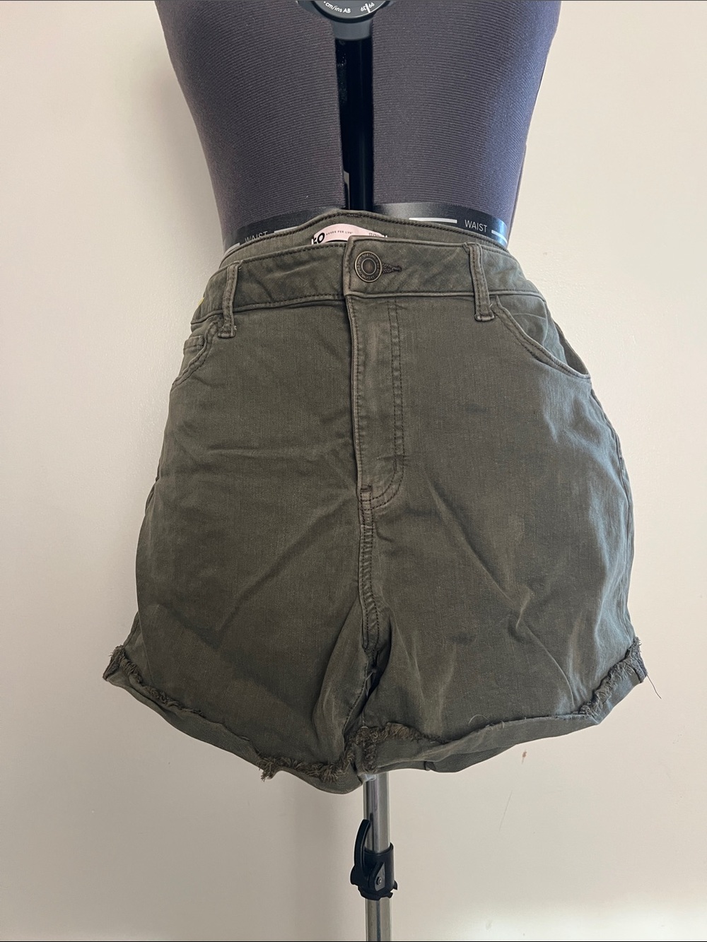 SO Olive High-Waist Casual Cotton Shorts